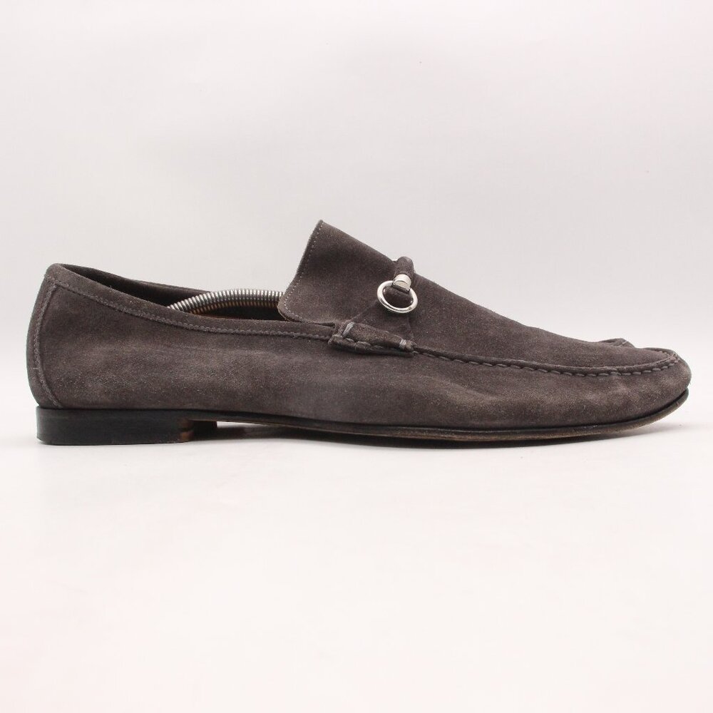 Russell & Bromley Men's EU 46 Grey Suede Silver Bit Slip On Shoes Loafers